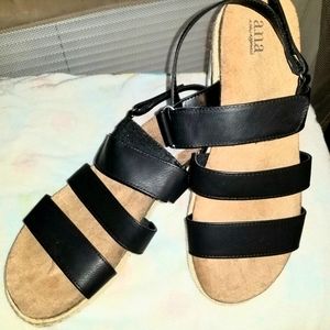 Ana a new approach "black" "tan" low wedge.